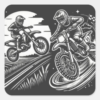 Sticker Carré Motorcycle Biker Motocross Adventure Design