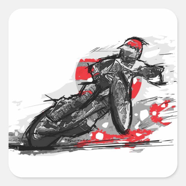 Sticker Carré Motorcycle Racing Speedway Flat Track (Devant)