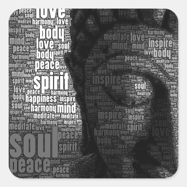 Sticker Carré Mots bouddhistes de sagesse (Devant)