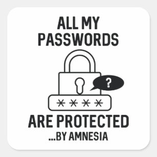 Sticker Carré Mots de passe d'amnésie