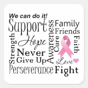 Sticker Carré Mots de support de cancer du sein