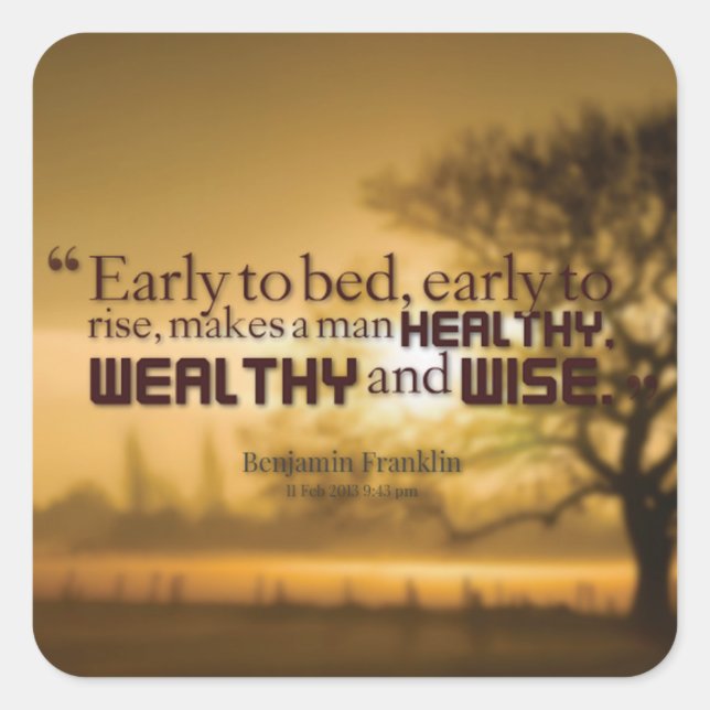 Sticker Carré Mots Motivationnels - Citation Benjamin Franklin (Devant)