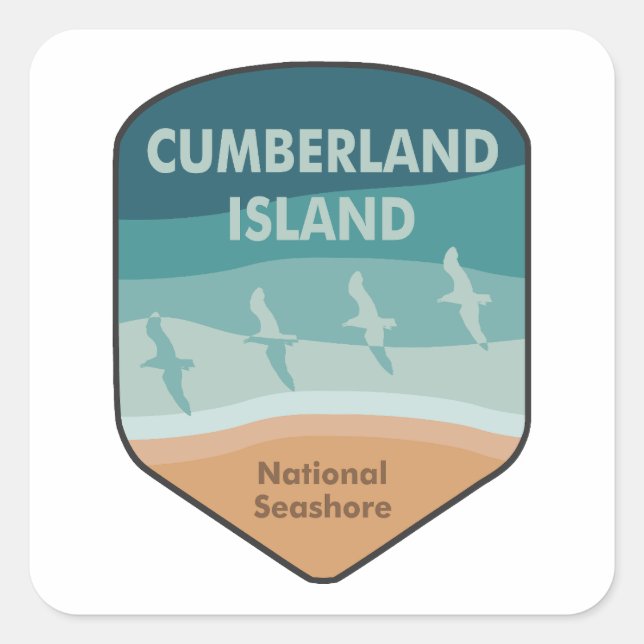 Sticker Carré Mouettes du littoral national de l'île Cumberland (Devant)