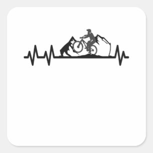 Sticker Carré Mountain Bike Heartbeat Pulse Cyclist