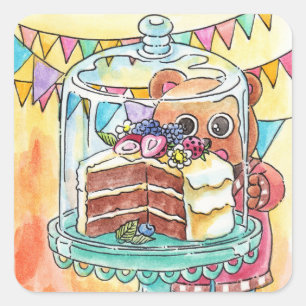 Sticker Carré Mourir d'envie de le gâteau