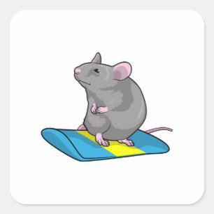 Sticker Carré Mouse as Snowboarder