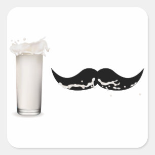 Sticker Carré Moustache de lait
