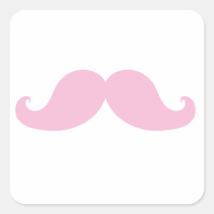 Sticker Carré Moustache rose