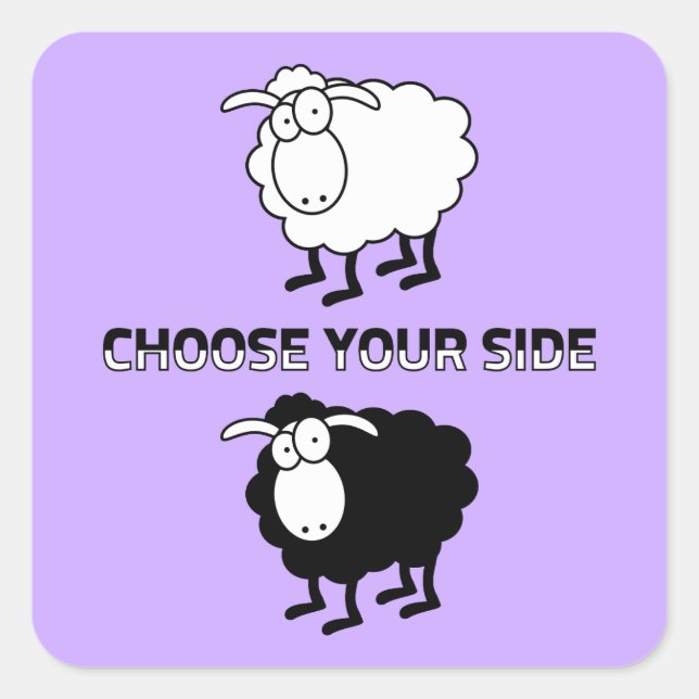 Sticker Carré mouton noir et blanc (Devant)