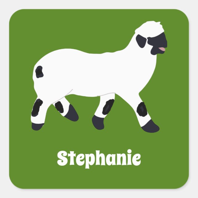 Sticker Carré Mouton Valais à Nez Noir Personnalisé (Devant)