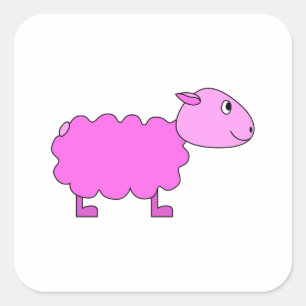 Sticker Carré Moutons roses.