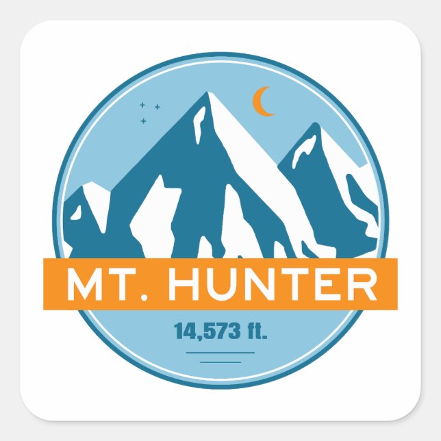 Sticker Carré Mt Hunter Alaska Stars Moon (Devant)