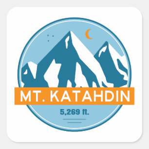 Sticker Carré Mt Katahdin Maine Stars Moon