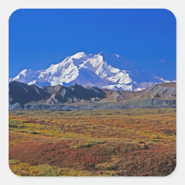 Sticker Carré Mt. Parc national McKinley Denali, Alaska. (Devant)