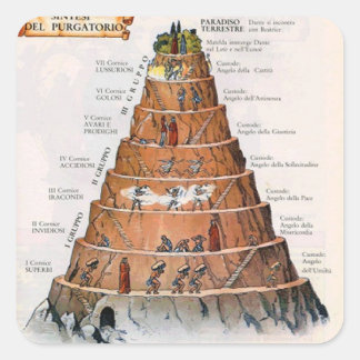 Sticker Carré Mt Purgatory Illustration - en italien