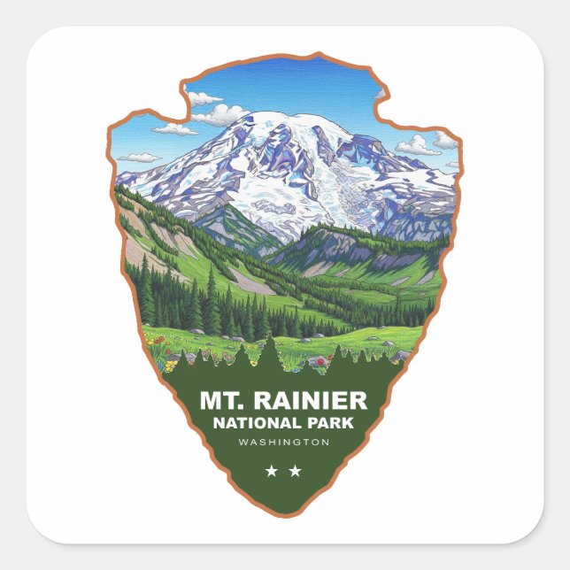 Sticker Carré Mt. Rainier National Park Arrowhead (Devant)