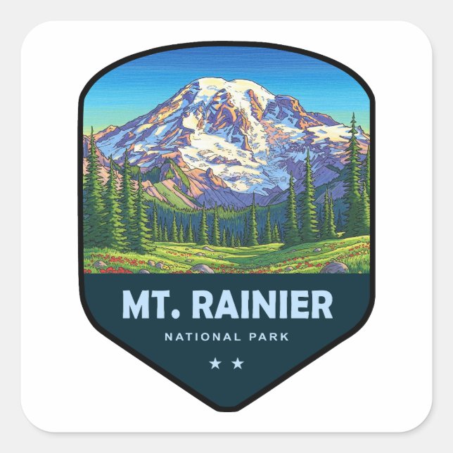 Sticker Carré Mt. Rainier National Park Shield (Devant)