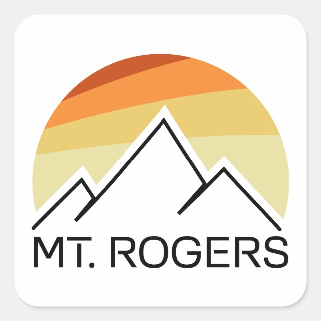 Sticker Carré Mt. Rogers Virginia Retro (Devant)