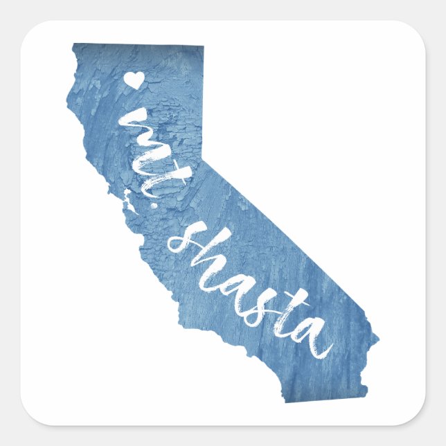 Sticker Carré Mt. Shasta California Wood Grain (Devant)