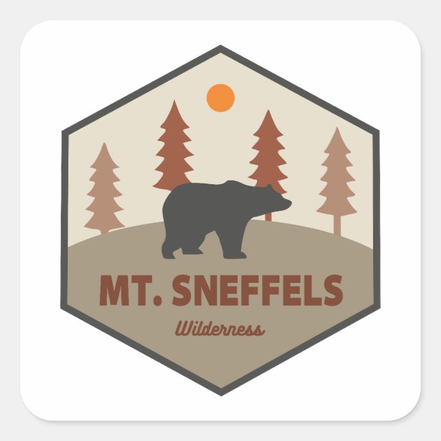 Sticker Carré Mt Sneffels Wilderness Colorado Bear (Devant)