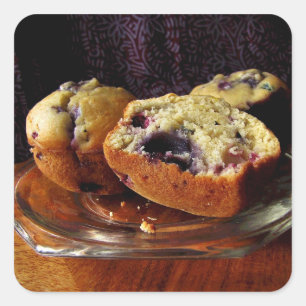 Sticker Carré Muffins aux bleuets