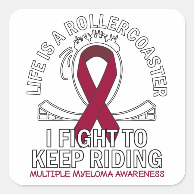 Sticker Carré Multiple Myeloma cancer awareness burgundy ribbon (Devant)