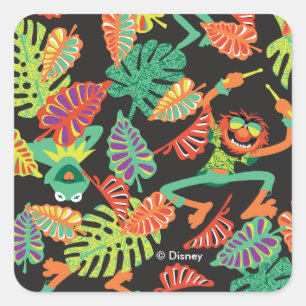 Sticker Carré Muppets  Kermit et Motif animal tropicaux