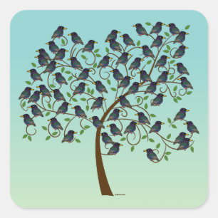 Sticker Carré Murmuration de Starlings