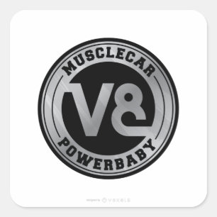 Sticker Carré Muscle Voiture V8