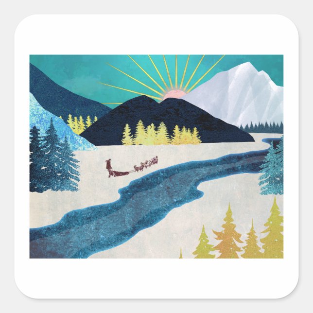 Sticker Carré Musher du matin (Devant)