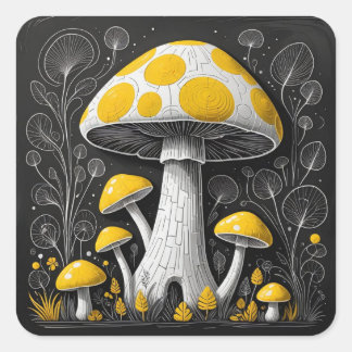 Sticker Carré Mushroom