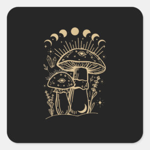Sticker Carré Mushrooms & Minimalism Cottage  Esthétique Goblinc