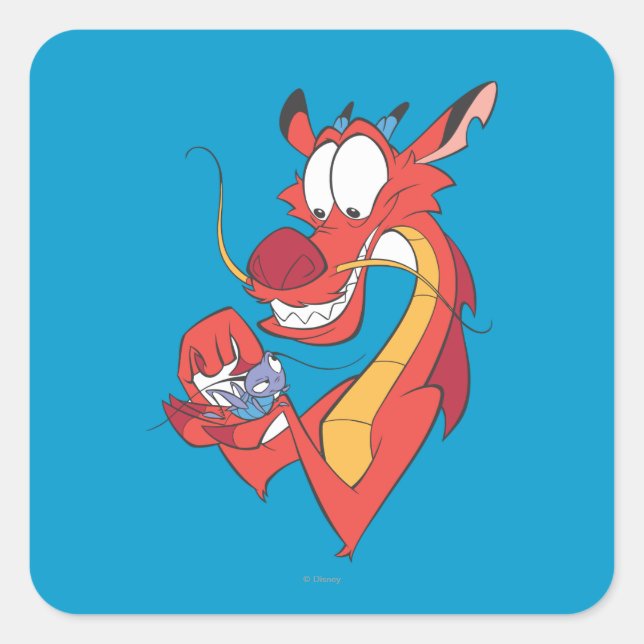 Sticker Carré Mushu et Cri-kee (Devant)