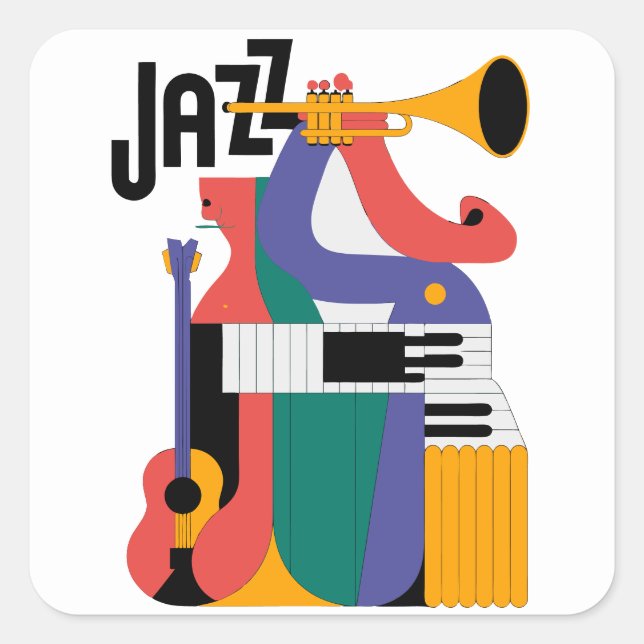 Sticker Carré music instruments design (Devant)