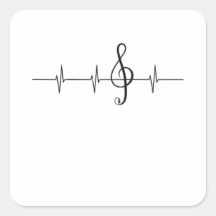 Sticker Carré Music Pulse Musicien Heartbeat Clef