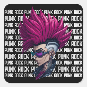 Sticker Carré Music Punk Rock Et Roll New Wave Band Cool Gig