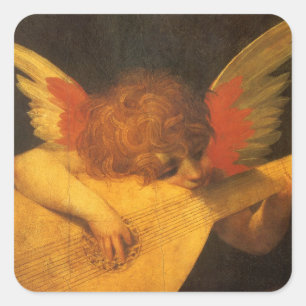 Sticker Carré Musicien Ange jouant du luth par Rosso Fiorentino