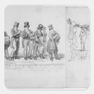 Sticker Carré Musiciens de rue de Londres, c.1820-30