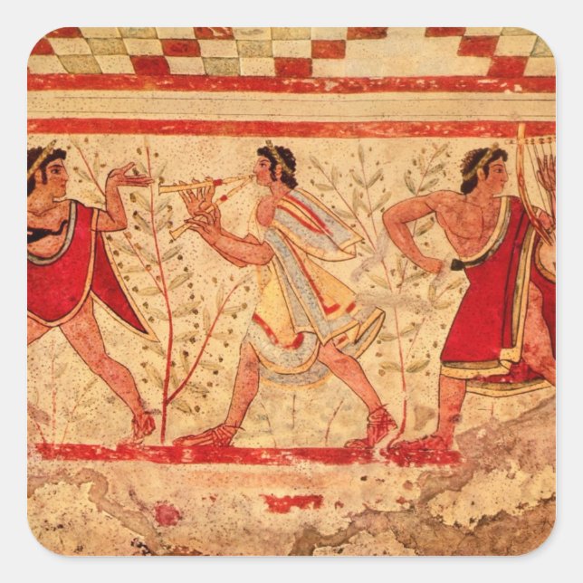 Sticker Carré Musiciens étrusques (Devant)