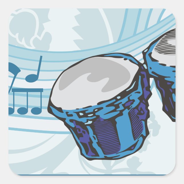 Sticker Carré Musique Bongo Drum (Devant)