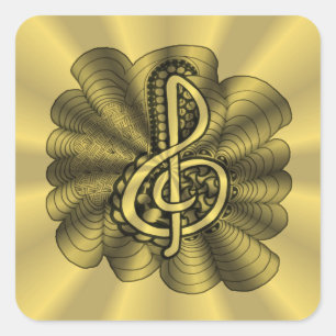 Sticker Carré Musique Clef Gold Metallic Art