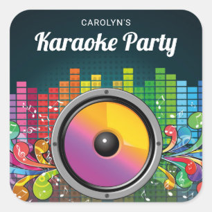 Sticker Carré Musique colorée Karaoké Anniversaire Fête Favorise