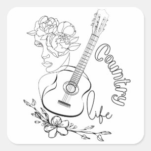 Sticker Carré Musique country