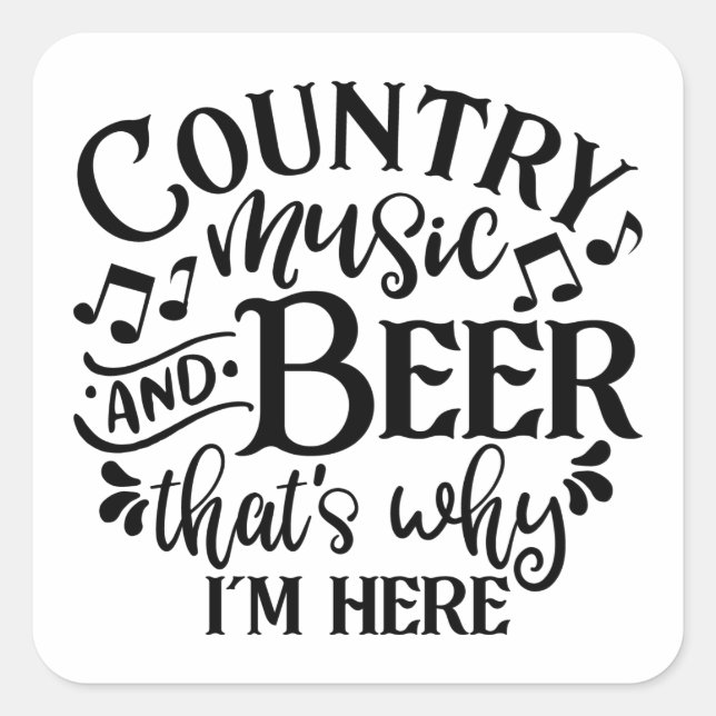 Sticker Carré Musique De Pays Et Idées De Bière (Devant)