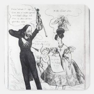 Sticker Carré Musique et amour ou deux interprètes rivaux