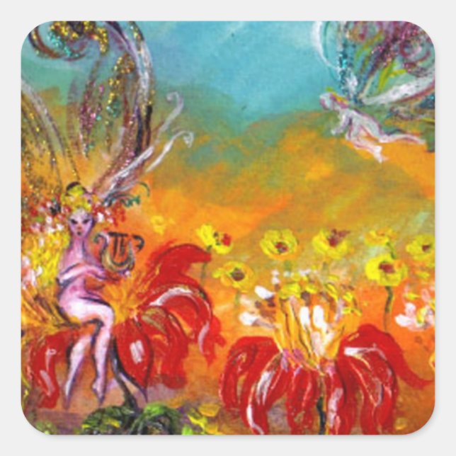 Sticker Carré MUSIQUE FABRIQUANT FLEURS FAIRY Imaginaire floral (Devant)