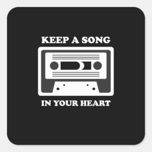 Sticker Carré Musique Gardez Une Chanson Dans Votre Coeur
