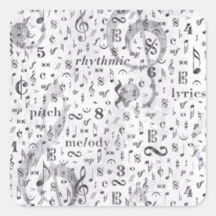 Sticker Carré Musique Note Motif Thème