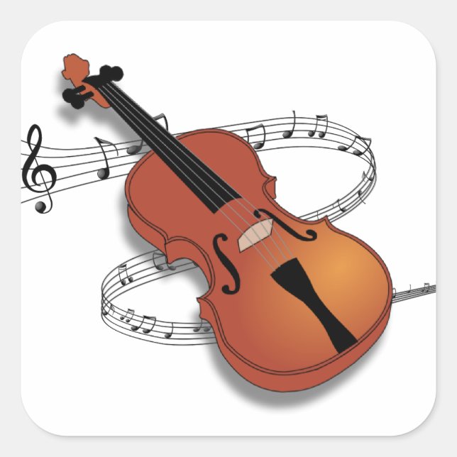 Sticker Carré Musique violon (Devant)