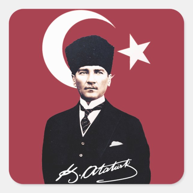 Sticker Carré Mustafa Kemal Atatürk (Devant)